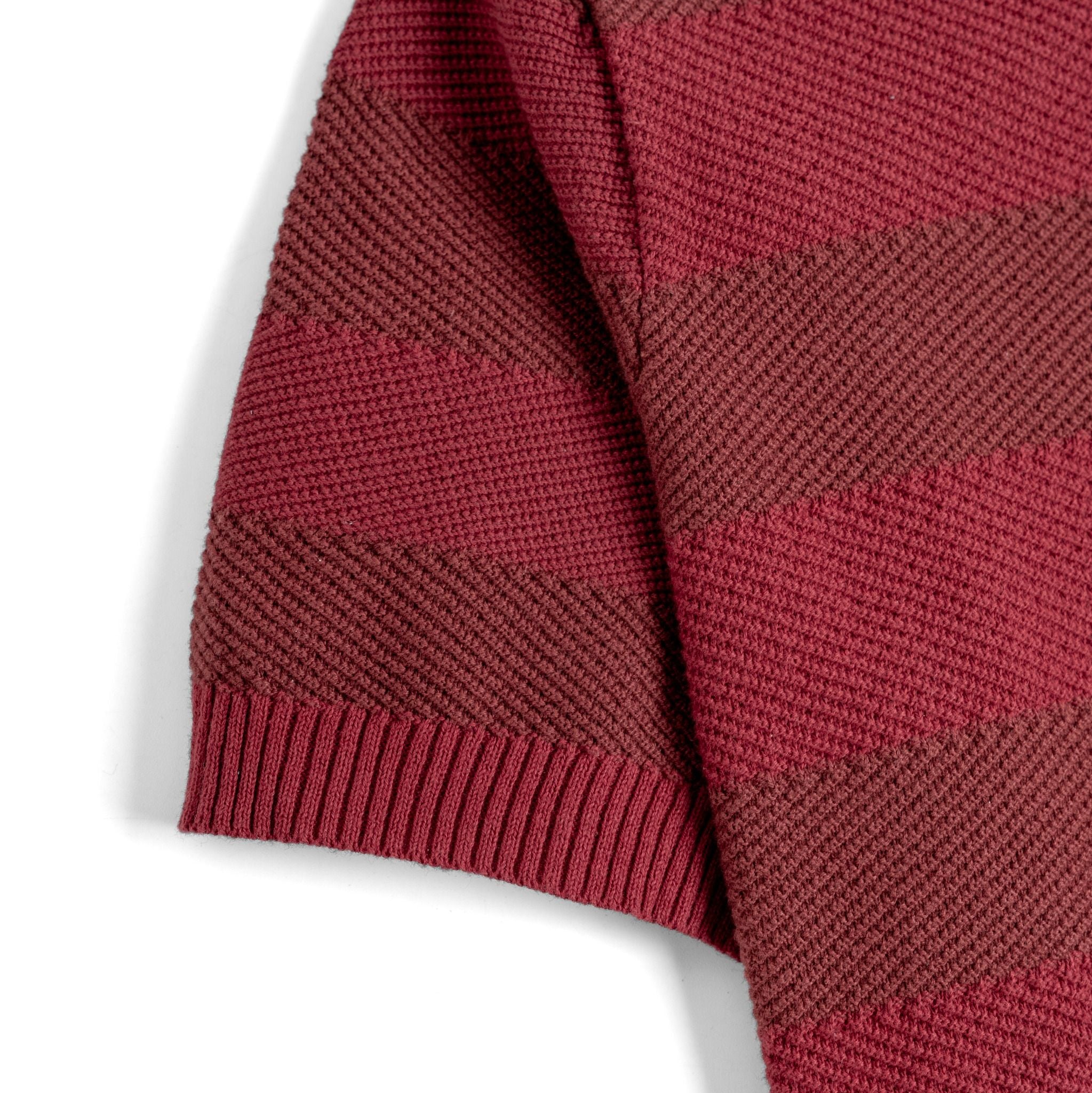 Áo Polo Dệt Kim By Cotton SS2 Sọc - Đỏ Đô