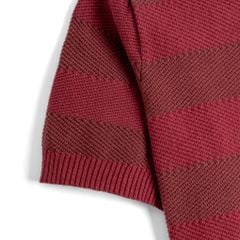 Áo Polo Dệt Kim By Cotton SS2 Sọc - Đỏ Đô