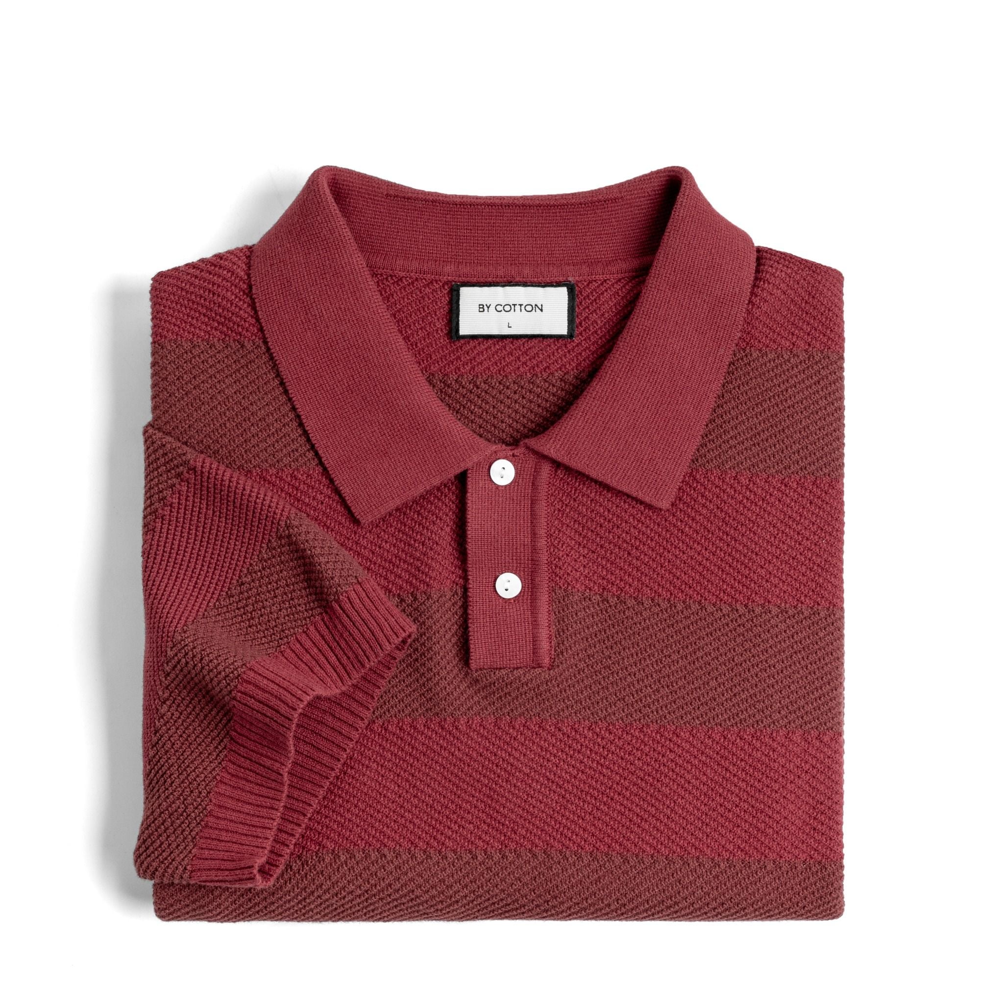 Áo Polo Dệt Kim By Cotton SS2 Sọc - Đỏ Đô