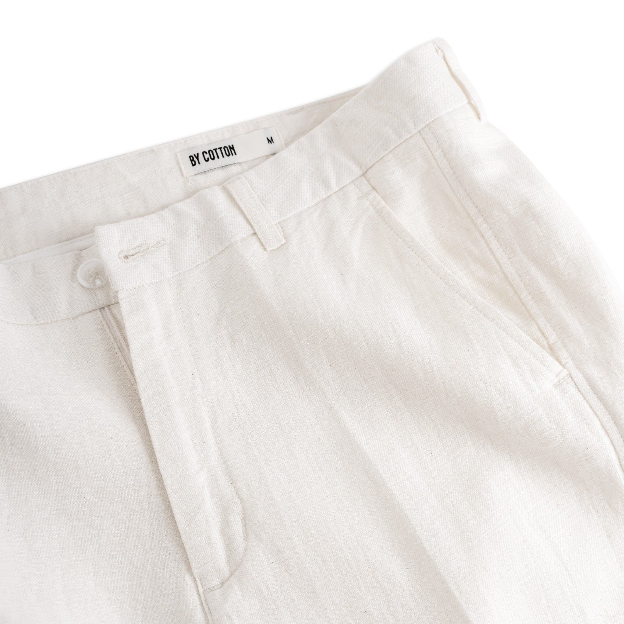 Quần Linen Dài Form Ống Đứng Màu Kem