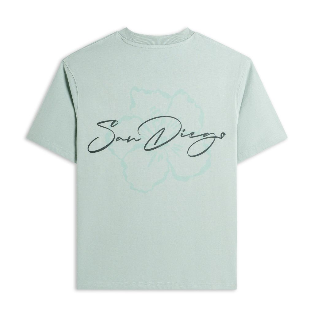 Áo Thun Cotton In Góc Ngực San Diego Form Boxy- Xanh Nhạt