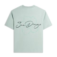 Áo Thun Cotton In Góc Ngực San Diego Form Boxy- Xanh Nhạt