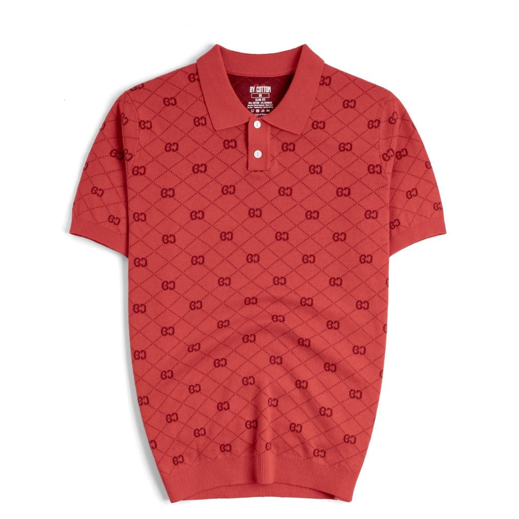 Áo Polo Nam Dệt Kim By Cotton Monogram - Đỏ
