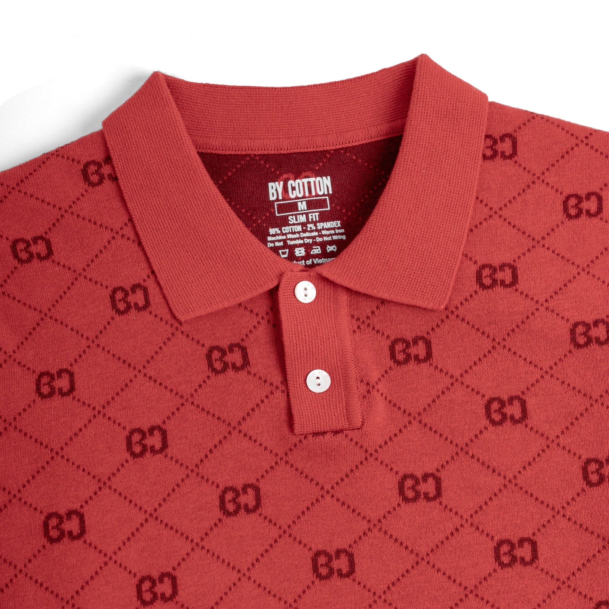 Áo Polo Nam Dệt Kim By Cotton Monogram - Đỏ
