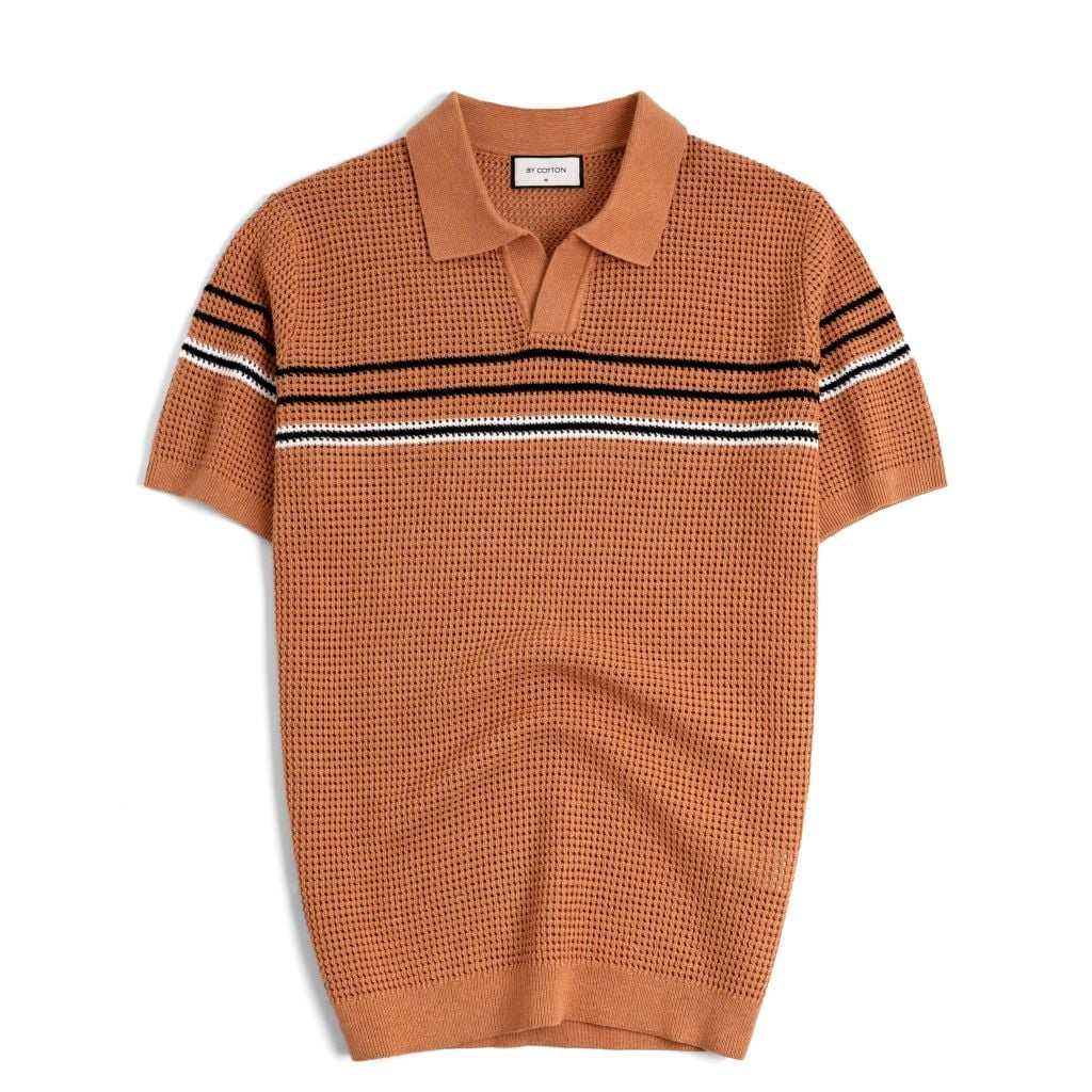 Áo Polo Dệt Kim By Cotton Mesh Sọc Ngực
