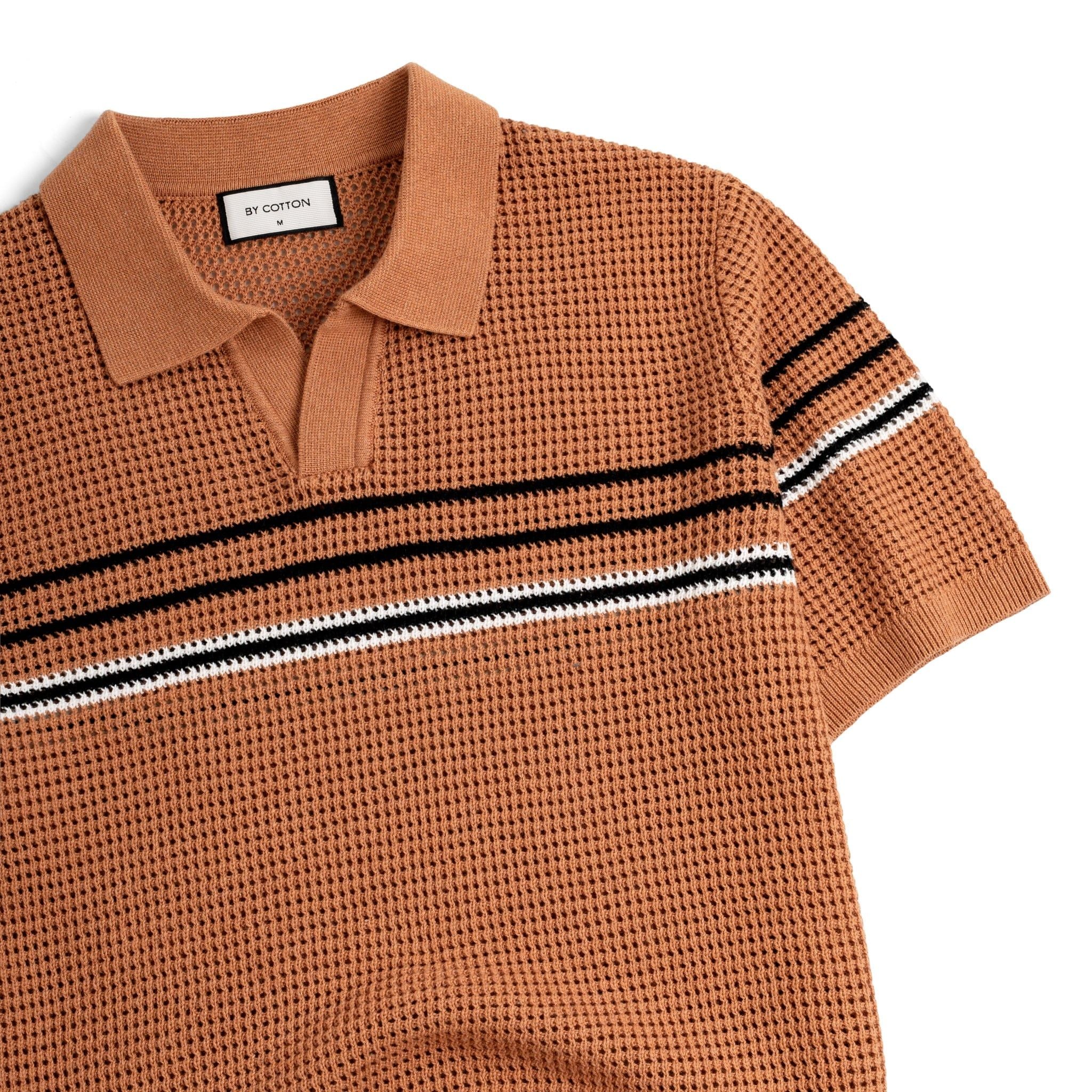 Áo Polo Dệt Kim By Cotton Mesh Sọc Ngực