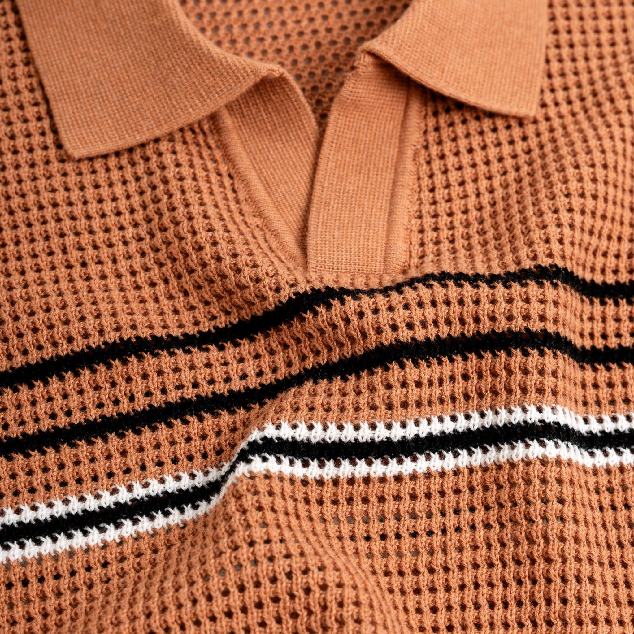 Áo Polo Dệt Kim By Cotton Mesh Sọc Ngực