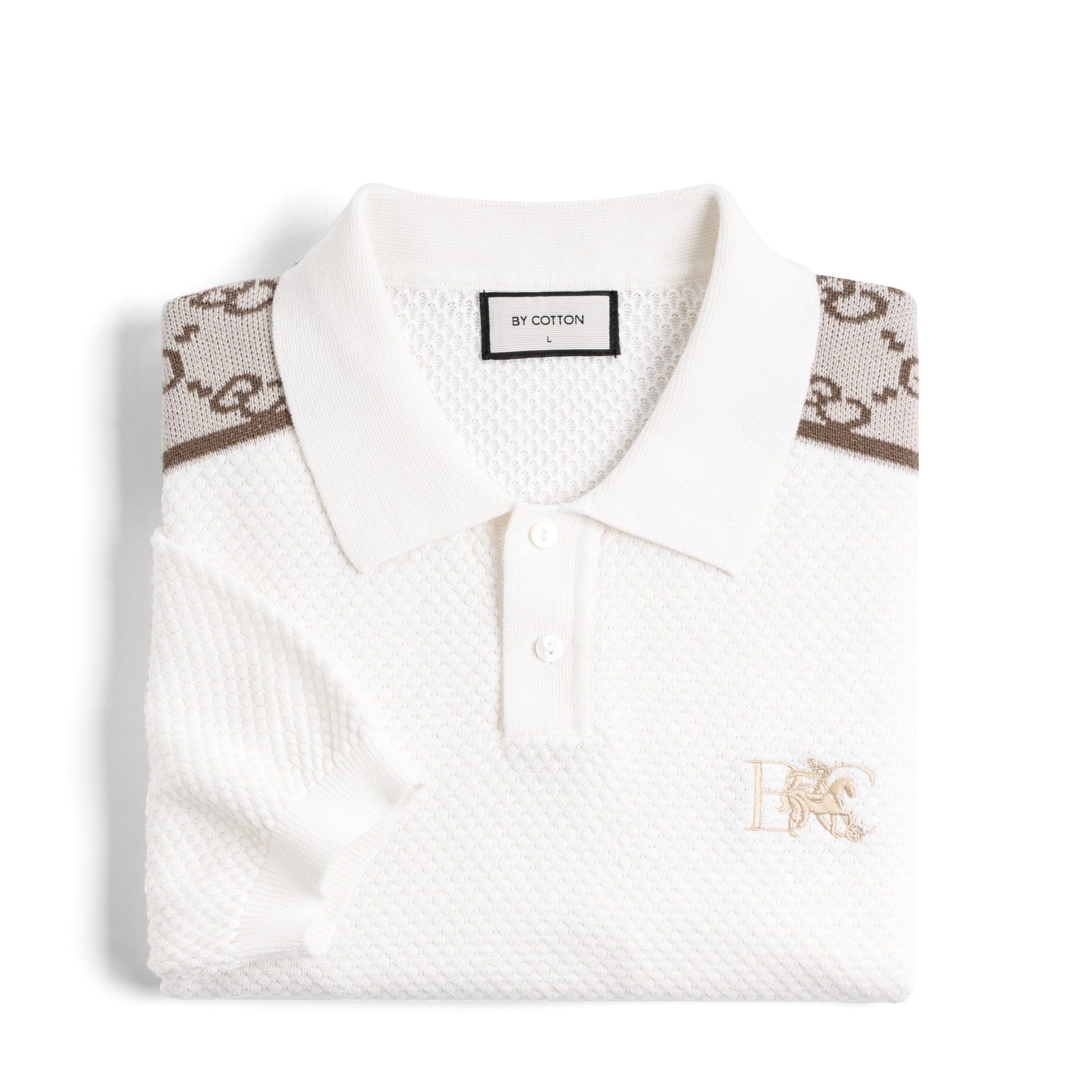 Áo Polo Dệt Kim By Cotton Textured Thêu Logo Phối Vai