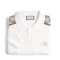Áo Polo Dệt Kim By Cotton Textured Thêu Logo Phối Vai