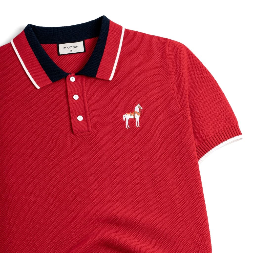 Áo Polo Dệt Kim By Cotton Melange Thêu Ngựa