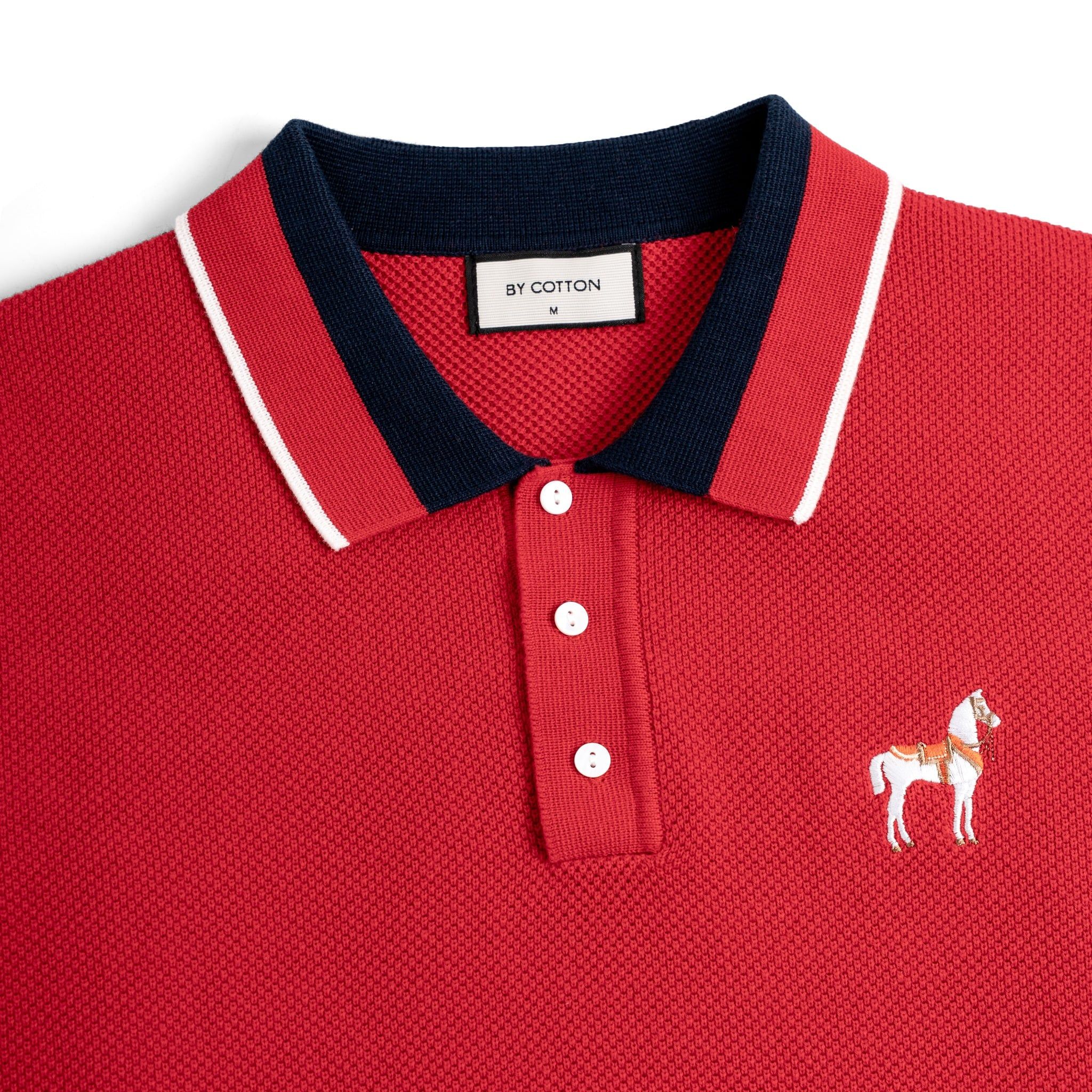 Áo Polo Dệt Kim By Cotton Melange Thêu Ngựa