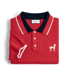 Áo Polo Dệt Kim By Cotton Melange Thêu Ngựa