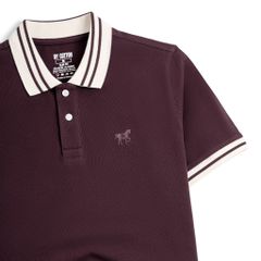 Áo Thun Polo By Cotton Pique 2.0 In Logo Phối Bo - Tím Đậm
