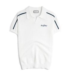 Áo Polo Dệt Kim Mesh Thêu Sporty Club Viền Vai