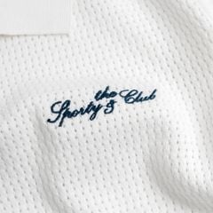 Áo Polo Dệt Kim Mesh Thêu Sporty Club Viền Vai