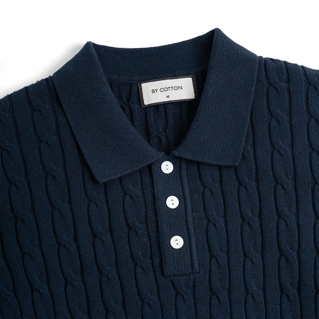 Áo Polo Dệt Kim Cable Knit