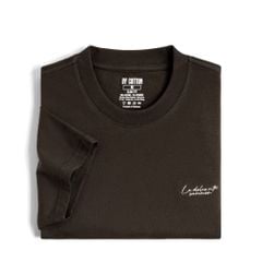 Áo Thun Cổ Tròn By Cotton Slimfit Thêu - Nâu Đậm