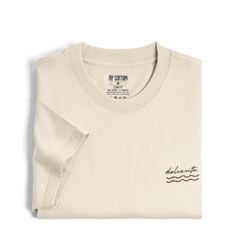 Áo Thun Cổ Tròn By Cotton Slimfit Thêu - Be Nhạt