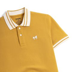 Áo Thun Polo By Cotton Pique 2.0 In Logo Phối Bo - Vàng Đậm