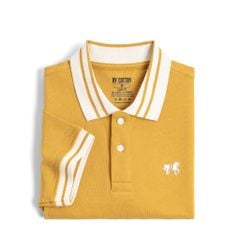 Áo Thun Polo By Cotton Pique 2.0 In Logo Phối Bo - Vàng Đậm