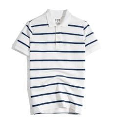 Áo Thun Polo By Cotton Pique 2.0 Trắng In Sọc X.Đen