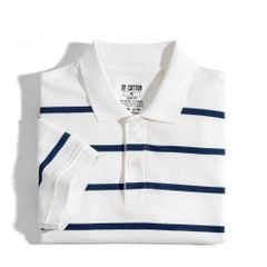 Áo Thun Polo By Cotton Pique 2.0 Trắng In Sọc X.Đen