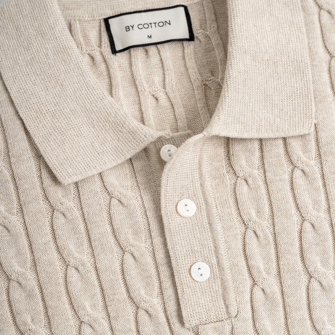 Áo Polo Dệt Kim Cable Knit