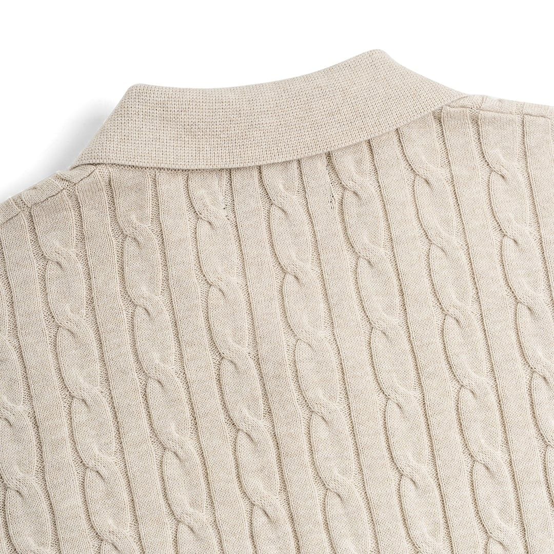 Áo Polo Dệt Kim Cable Knit