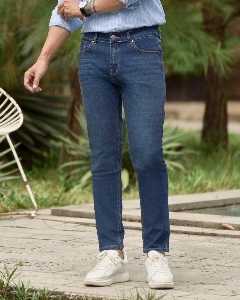 Quần Jeans Dài By Cotton Basic Xanh Đậm