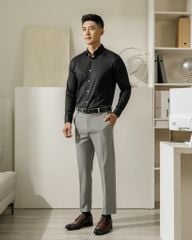 Áo Sơ Mi Nam Tay Dài Công Sở Bamboo Màu Đen