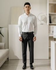 Áo Sơ Mi Nam Tay Dài Công Sở Bamboo Màu Trắng