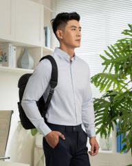 Áo Sơ Mi Công Sở Nam Cotton Sọc Nhuyễn Xanh