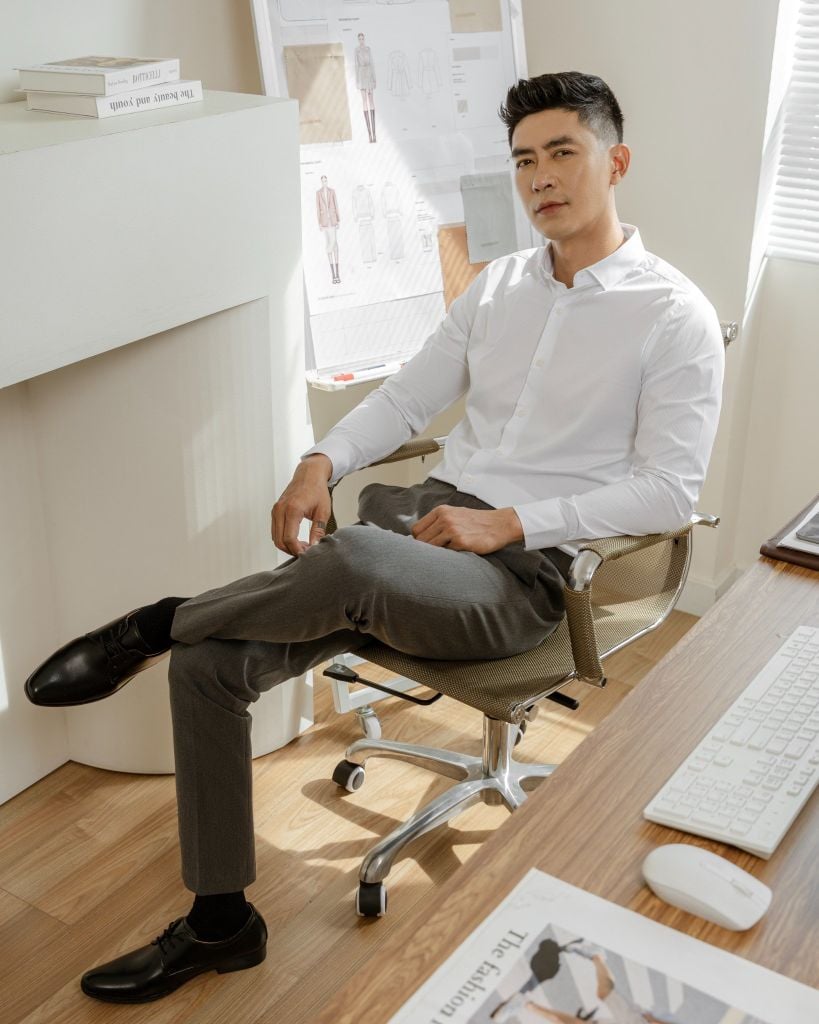 Áo Sơ Mi Công Sở Nam Cotton Gân Trắng
