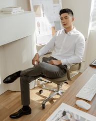 Áo Sơ Mi Công Sở Nam Cotton Gân Trắng