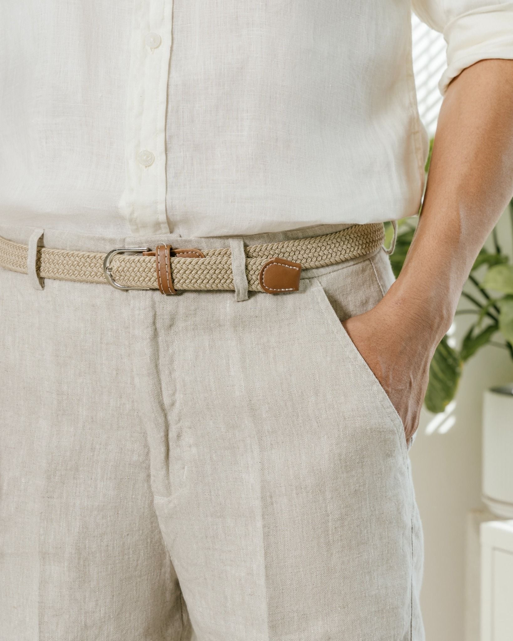 Quần Short Linen Bycotton Màu Xám Nhạt - SS2