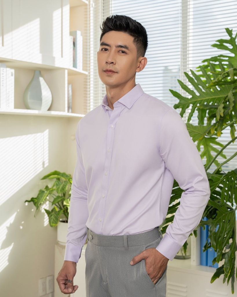 Áo Sơ Mi Công Sở Nam Bamboo Cotton Tím
