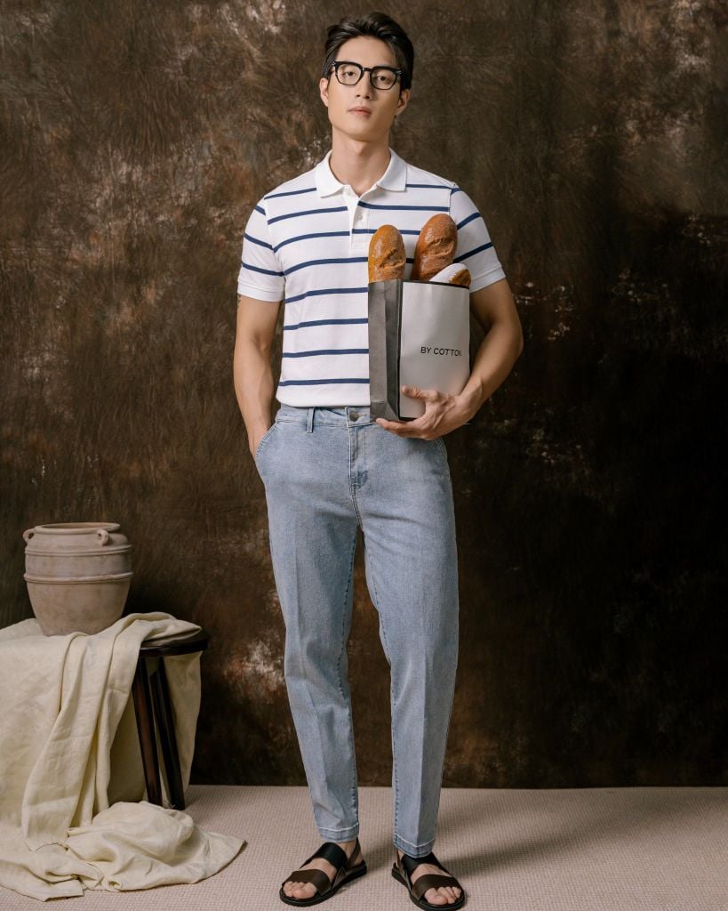Áo Thun Polo By Cotton Pique 2.0 Trắng In Sọc X.Đen
