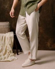 Quần Linen Dài Form Ống Đứng - Màu Nâu Nhạt