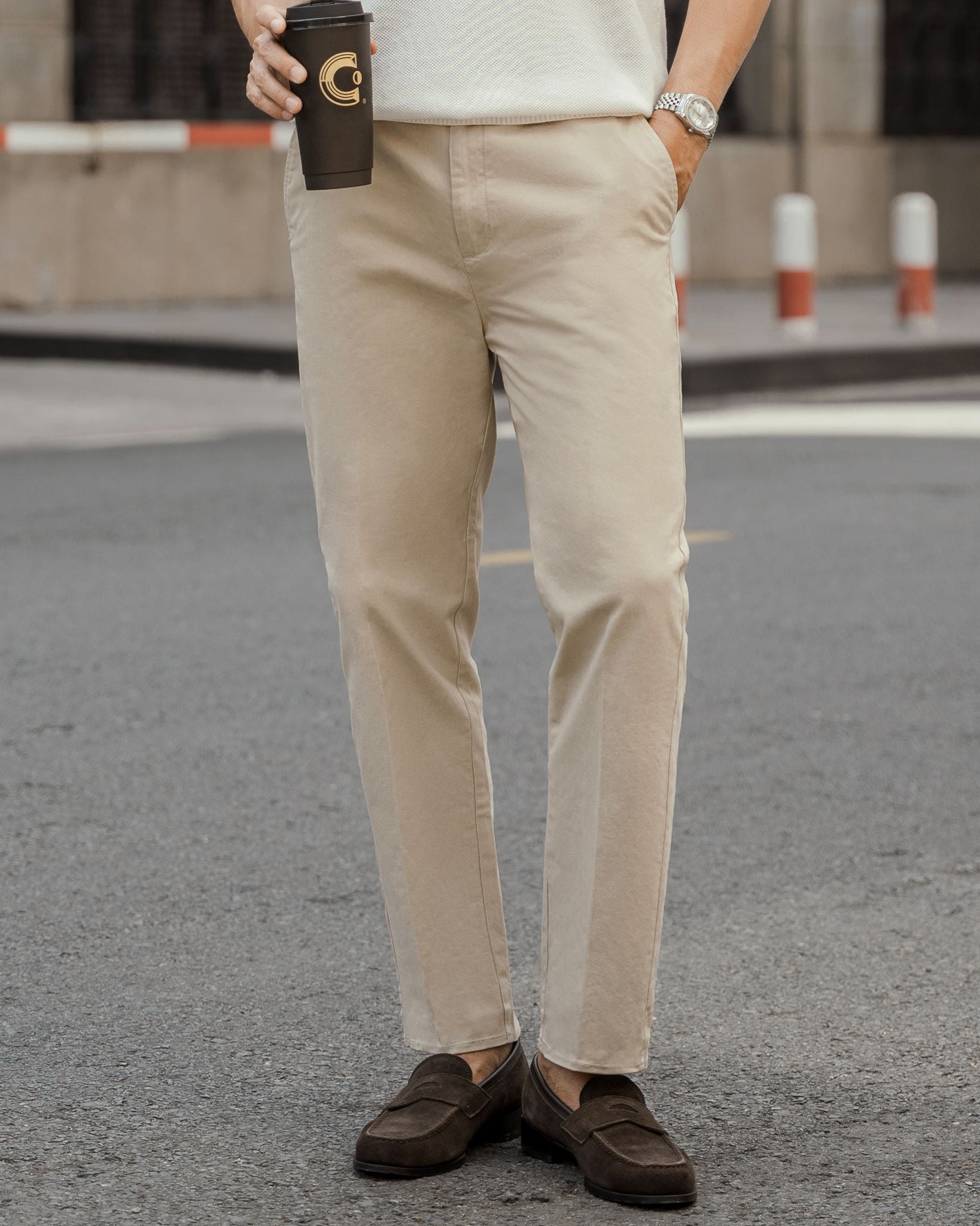 Quần Dài By Cotton Trousers Kaki Cream