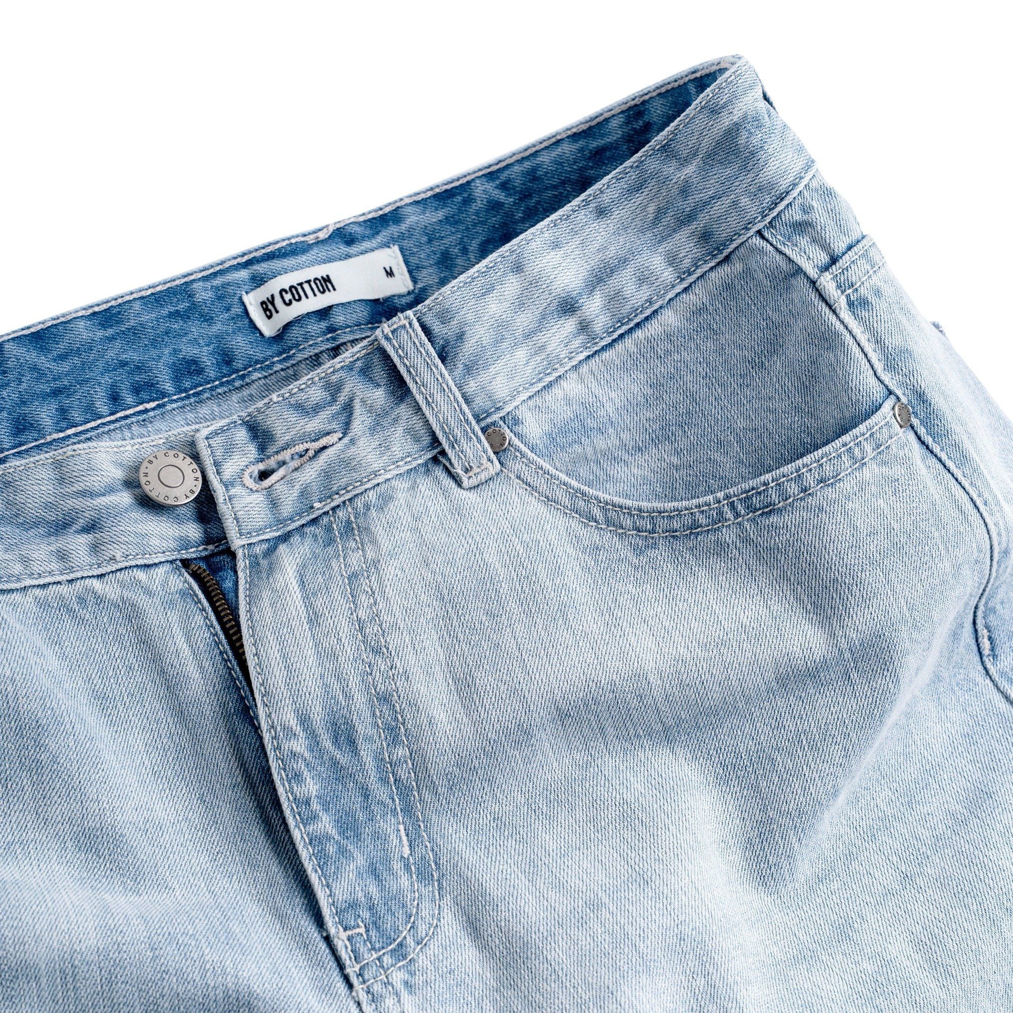 Quần Jeans Dài By Cotton - Carrot Fit - Xanh Nhạt SS1