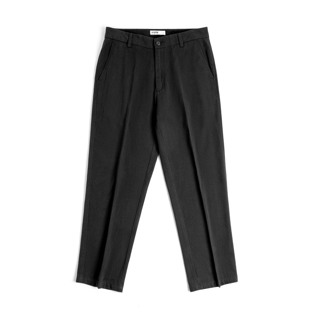 Quần Linen Dài Form Ống Đứng Màu Đen