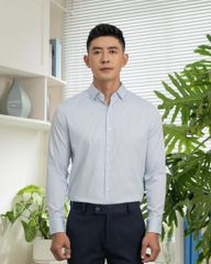 Áo Sơ Mi Công Sở Nam Cotton Sọc Nhuyễn Xanh