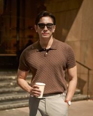 Áo Thun Polo Dệt Kim Twist - Nâu