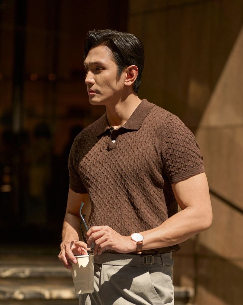 Áo Thun Polo Dệt Kim Twist - Nâu