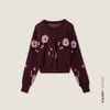  Embroidered Rose Burgundy Knit Cardigan – K CLOSET Spring 2026 
