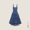  K Closet Sleeveless Tiered Denim Midi Dress 