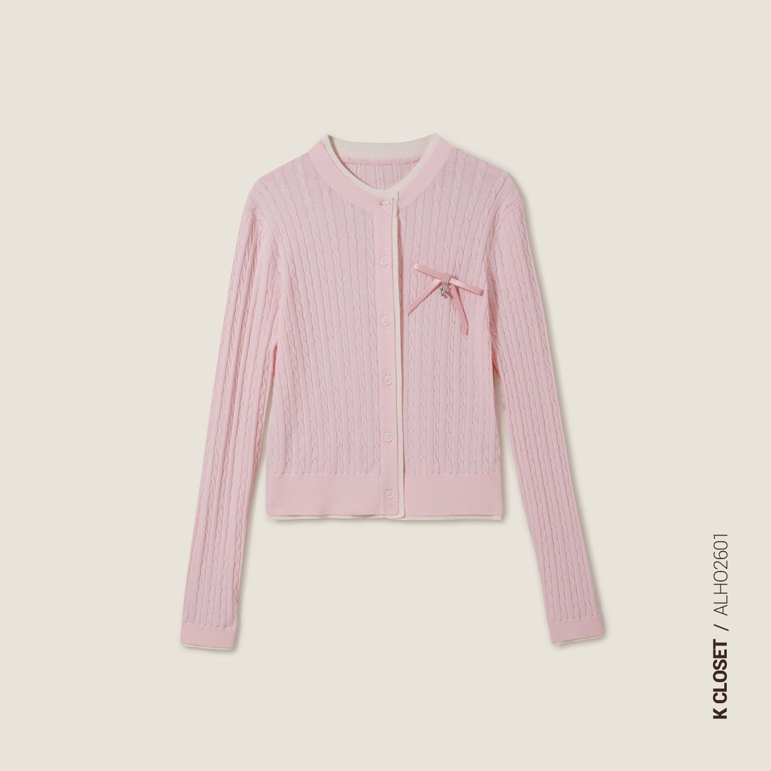  Refined Pink Bow-Detail Knit Cardigan – K CLOSET Spring 2026 