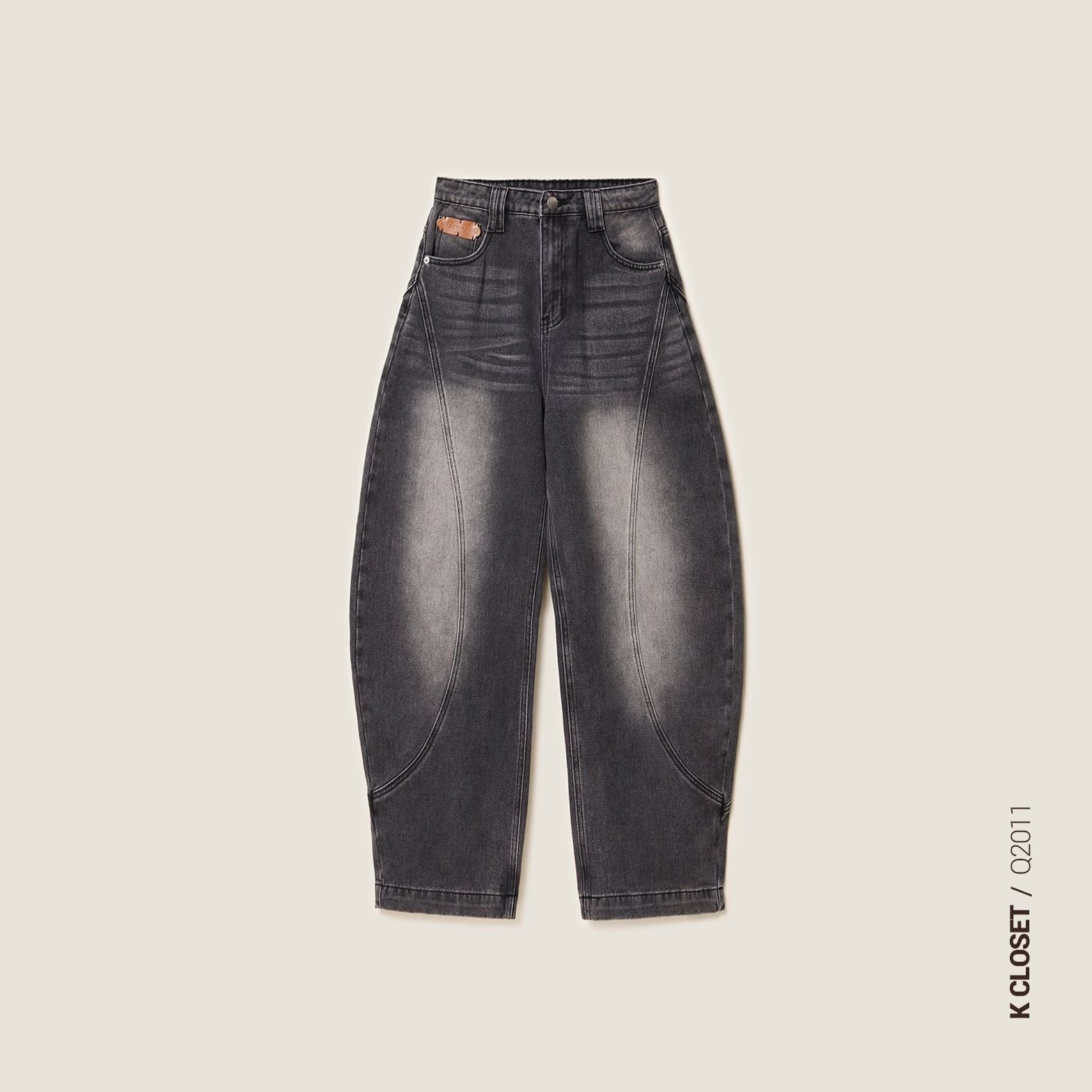  K Closet Long Curved-Leg Denim Pants 