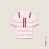  K Closet Striped Knit Polo Top 