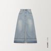  Washed Denim Midi Skirt K Closet V1029 - Chân váy Jean dài xẻ trước trendy chất vải dedim dày dặn mềm tan đứng form 